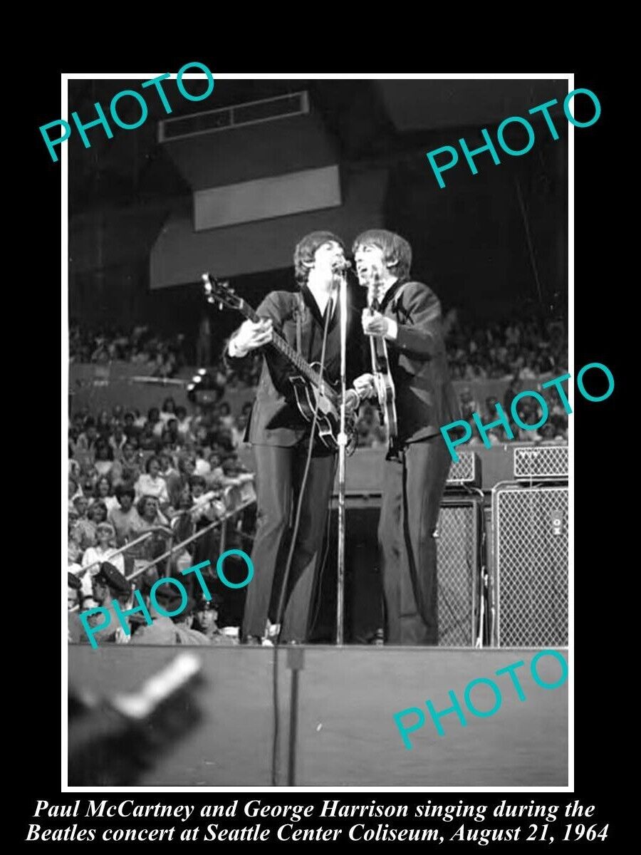 OLD HISTORIC PHOTO OF SEATTLE USA THE BEATLES IN CONCERT PAUL McCARTNEY 1964