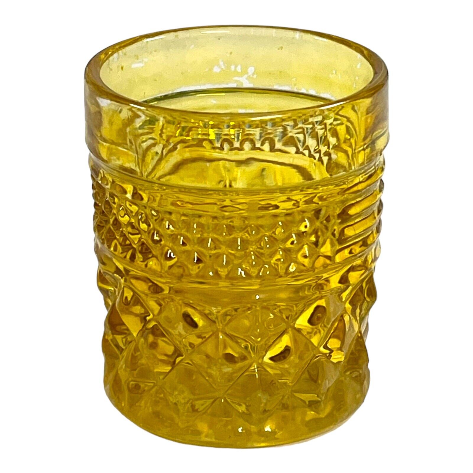 YELLOW Wexford Anchor Hocking Whisky Shot Glass Toothpick Holder RARE 2.5\