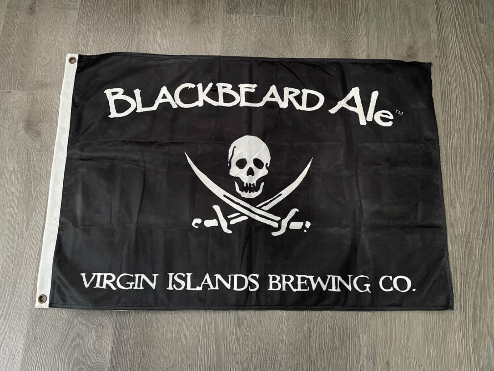 Blackbeard Ale Virgin Islands Brewing Flag Vintage Man Cave Rare Beer Pirate