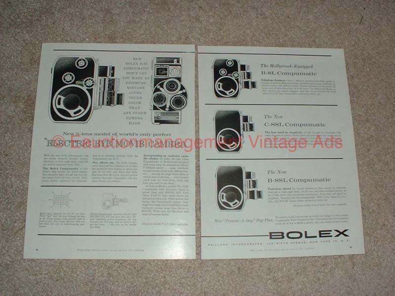1959 Bolex D-8L, B-8L, C-8SL, B-8SL Movie Camera Ad