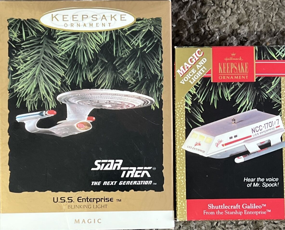 Star Trek Enterprise and Shuttlecraft Keepsake Ornament Hallmark Vintage 1992