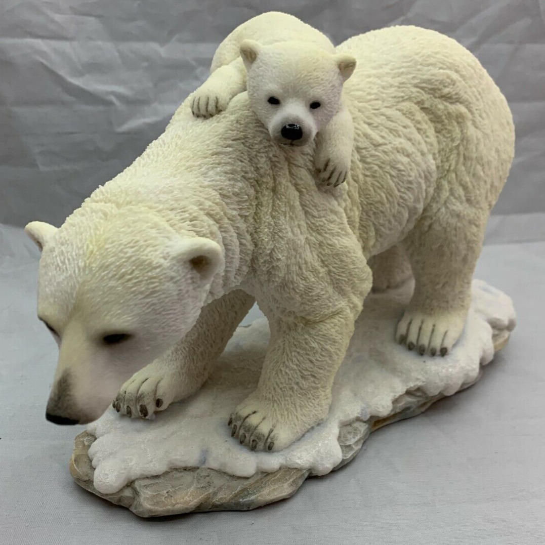 Polar Bear and Cub Animal Statue Figurine 6.5\