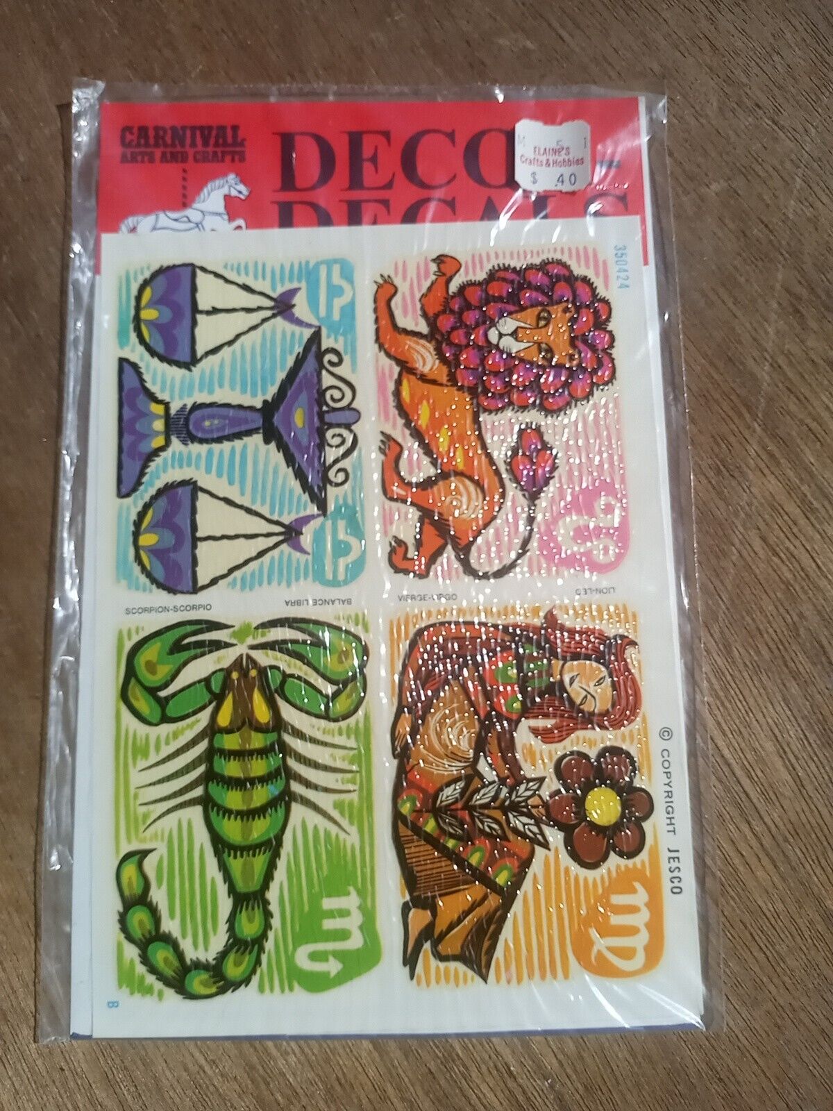 Vintage 70's Jesco Zodiac Libra Leo  Decals Groovy Retro Colors NOS NIP Crafts
