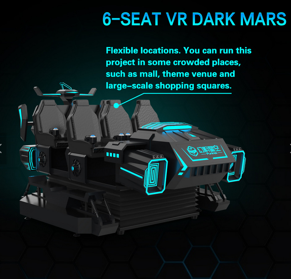 Commercial Virtual Reality 6 Seat Dark Mars 9D Simulator 360 degree VR Arcade