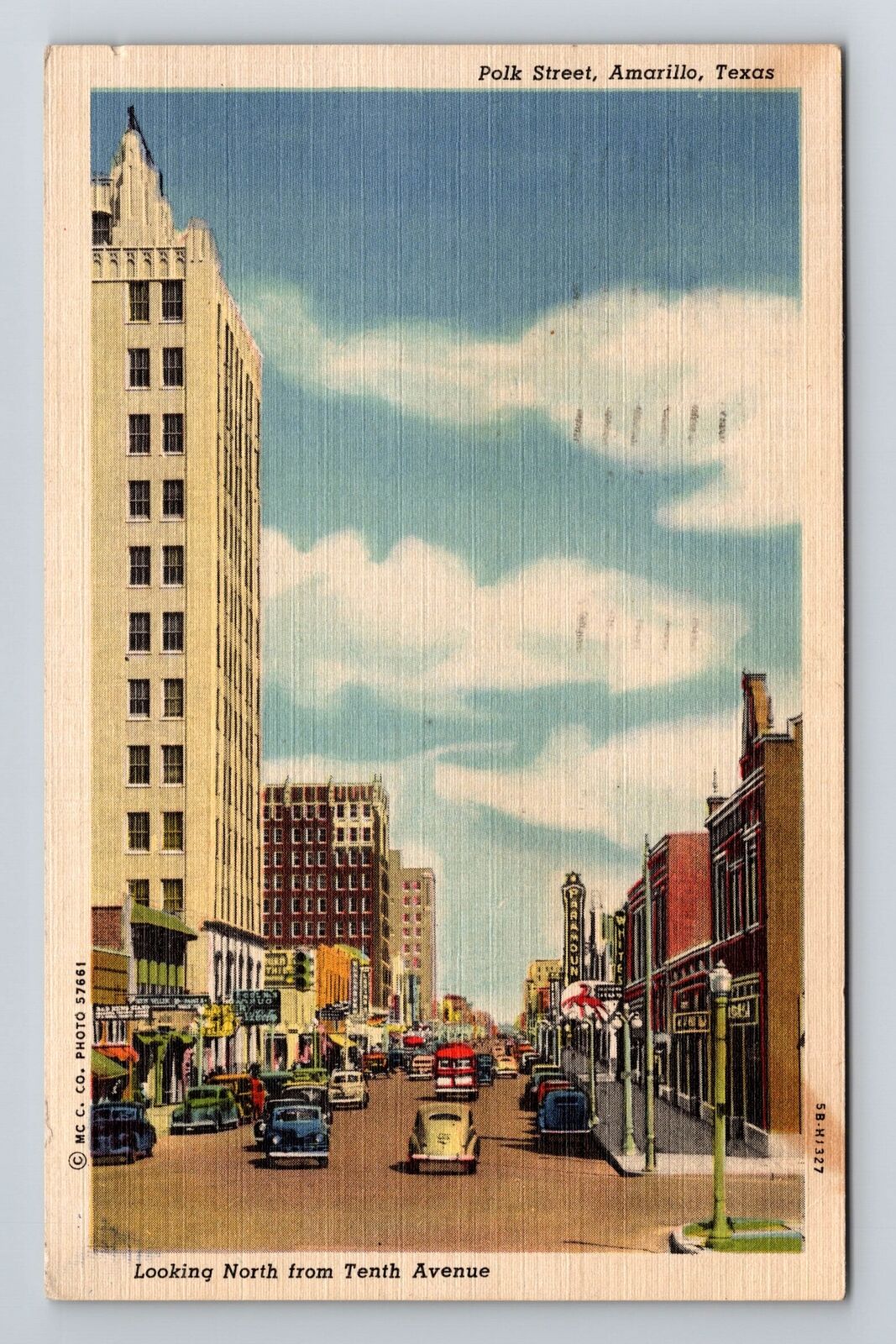 Amarillo TX-Texas, Polk Street, Antique Vintage c1950 Souvenir Postcard