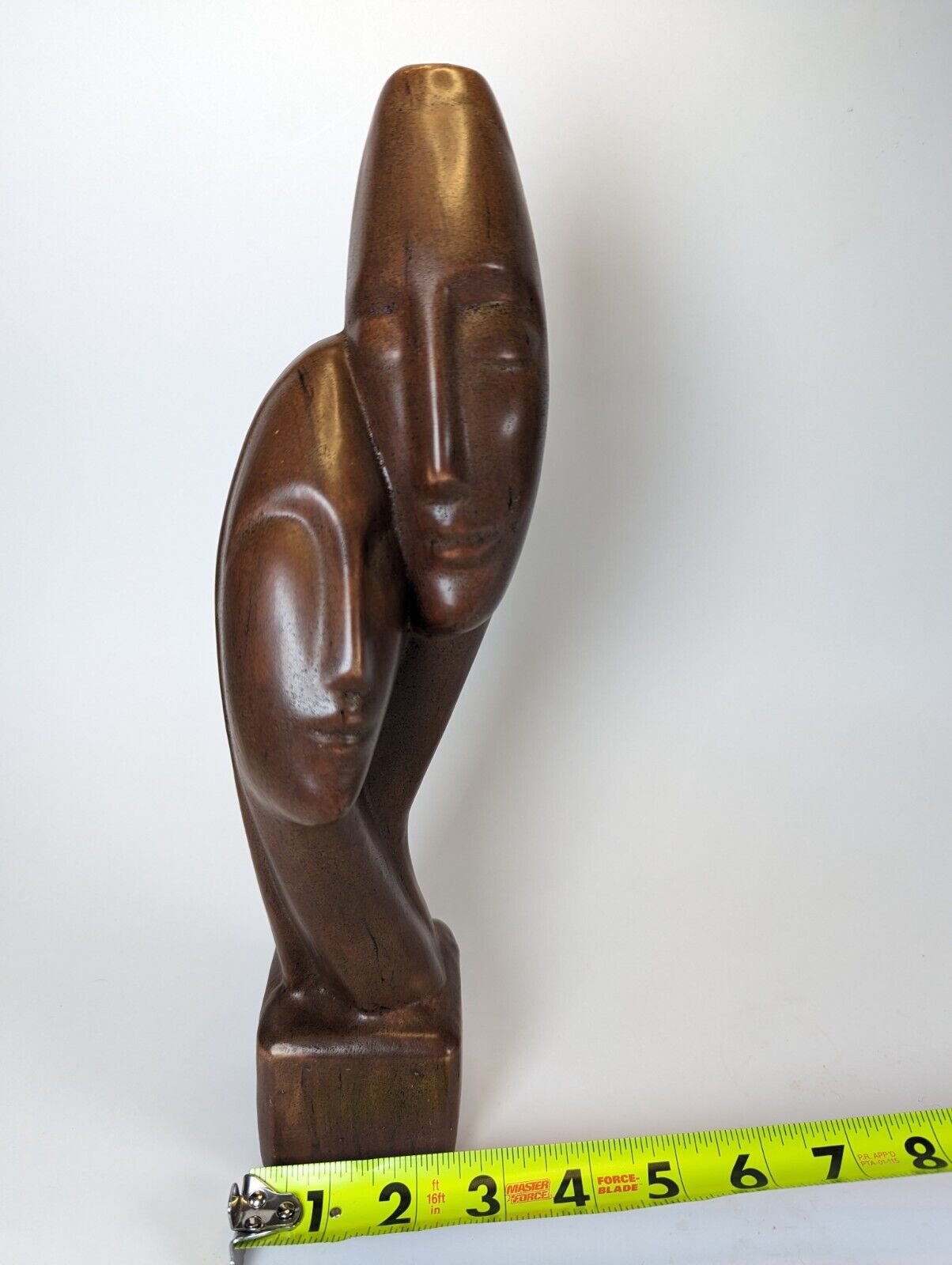 Mid Century Modern Lovers Interwind Face Sculpture Ceramic Figurine Signed 60s