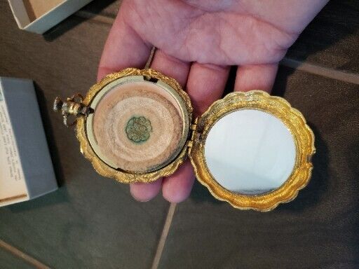 Vintage Max Factor Powder Compact Goldtone Pocketwatch Style Makeup 