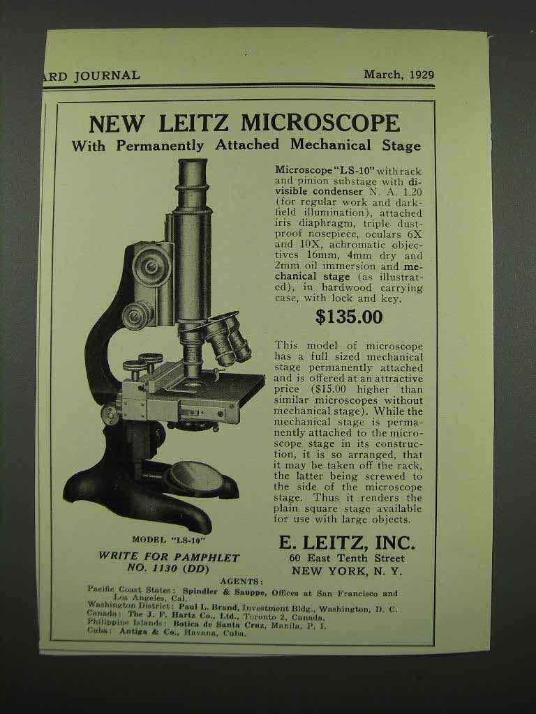 1929 E. Leitz Microscope LS-10 Ad