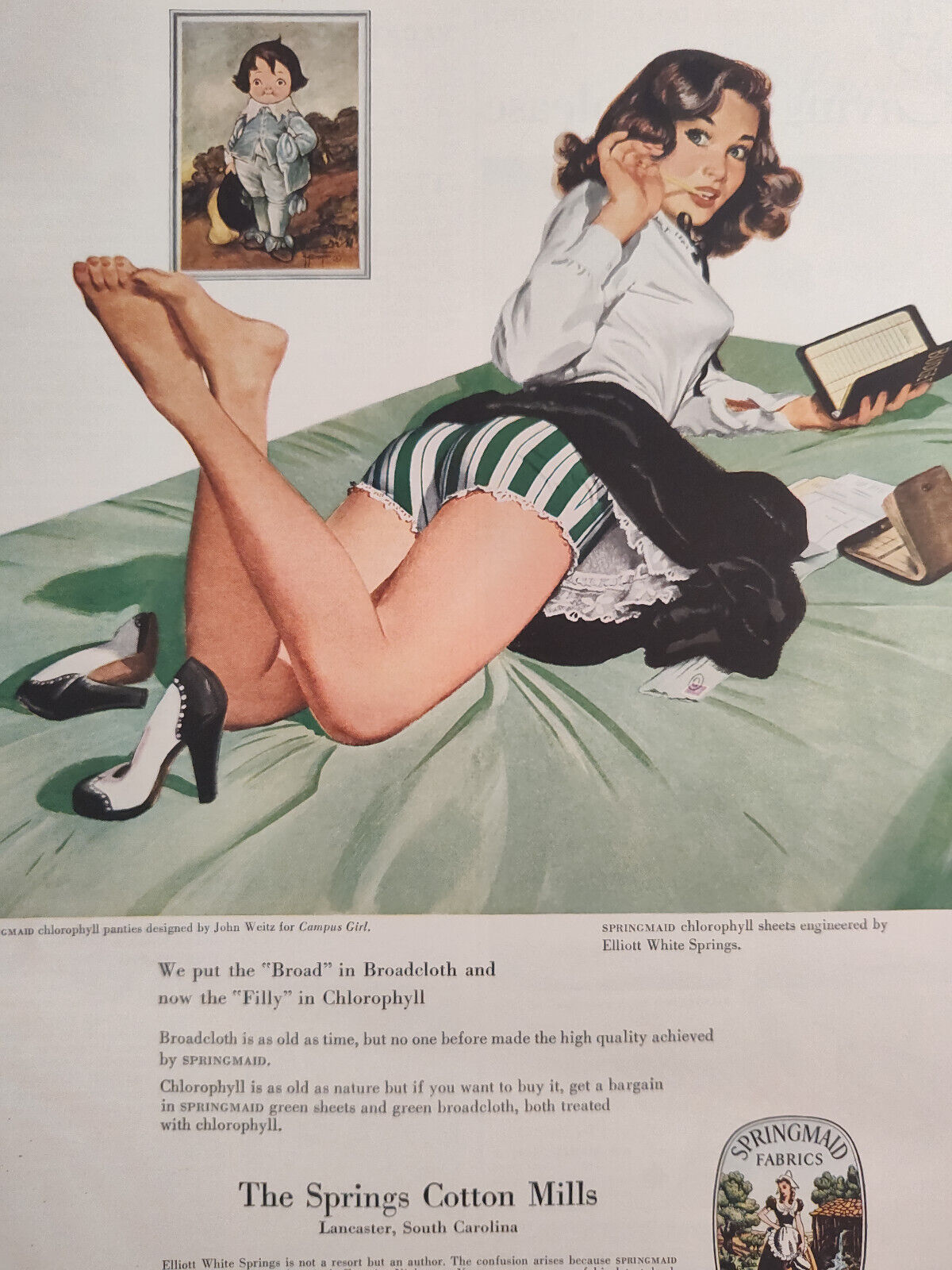 1953 Esquire Original Art Ad Advertisement Springs Cotton Mills Springmaid