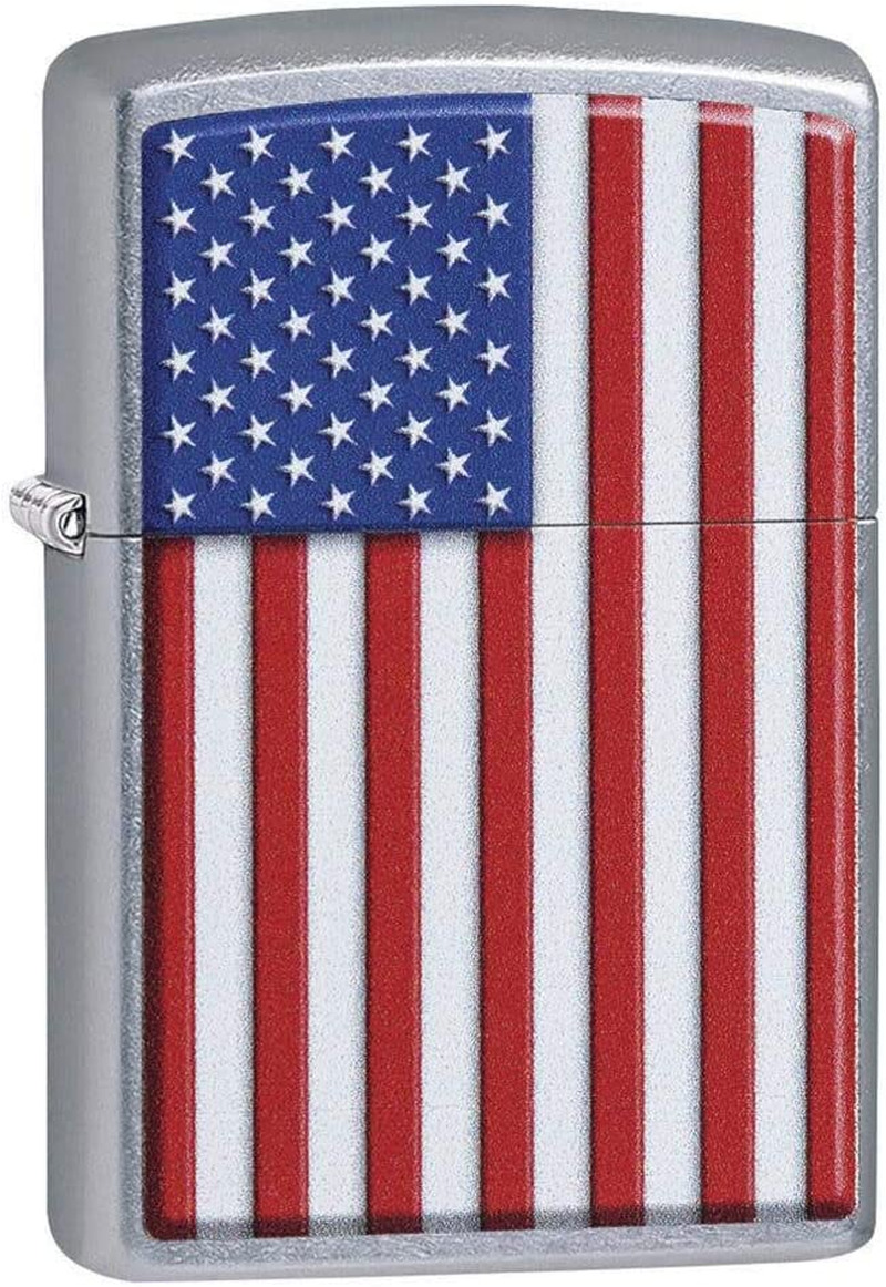 Premium Lighter Silver Chrome American Flag Lighters Windproof Pocket Lighter