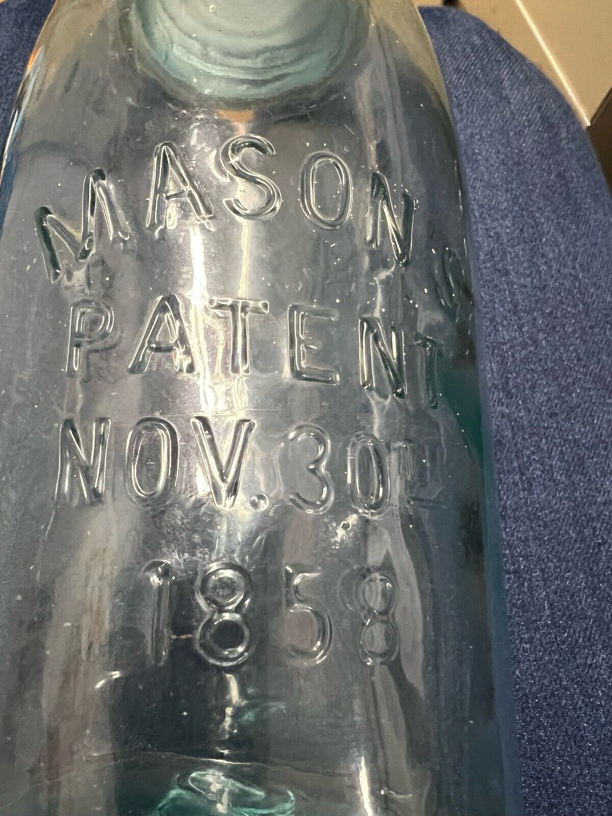 Original Vintage Blue Mason's Patent Nov 30th 1858 Jar  #3