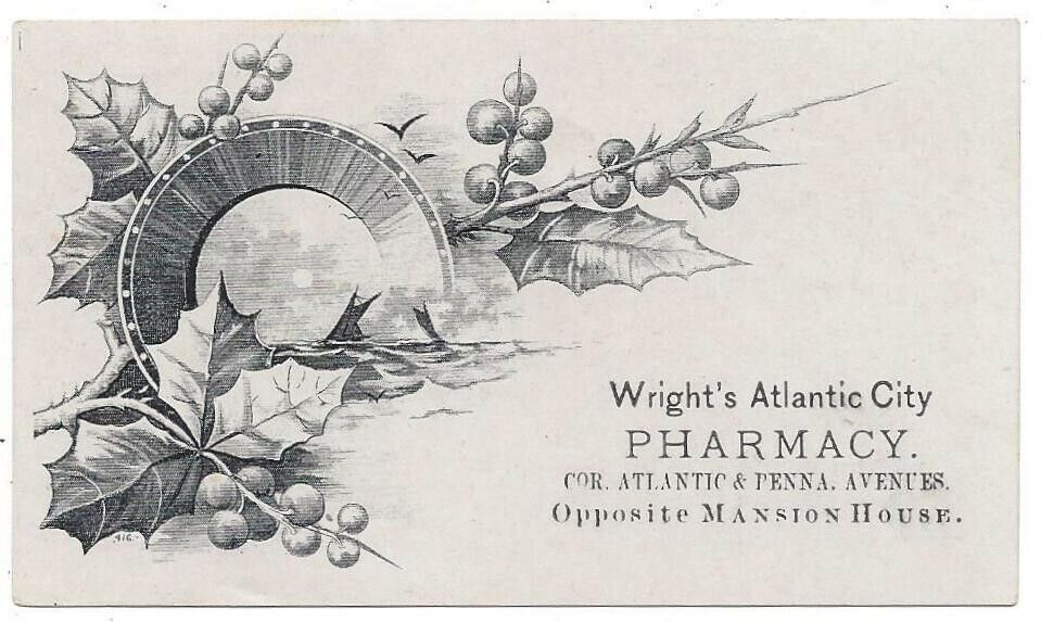 Wright\'s Atlantic City Pharmacy Trade Card - New Jersey - Street Directory EE