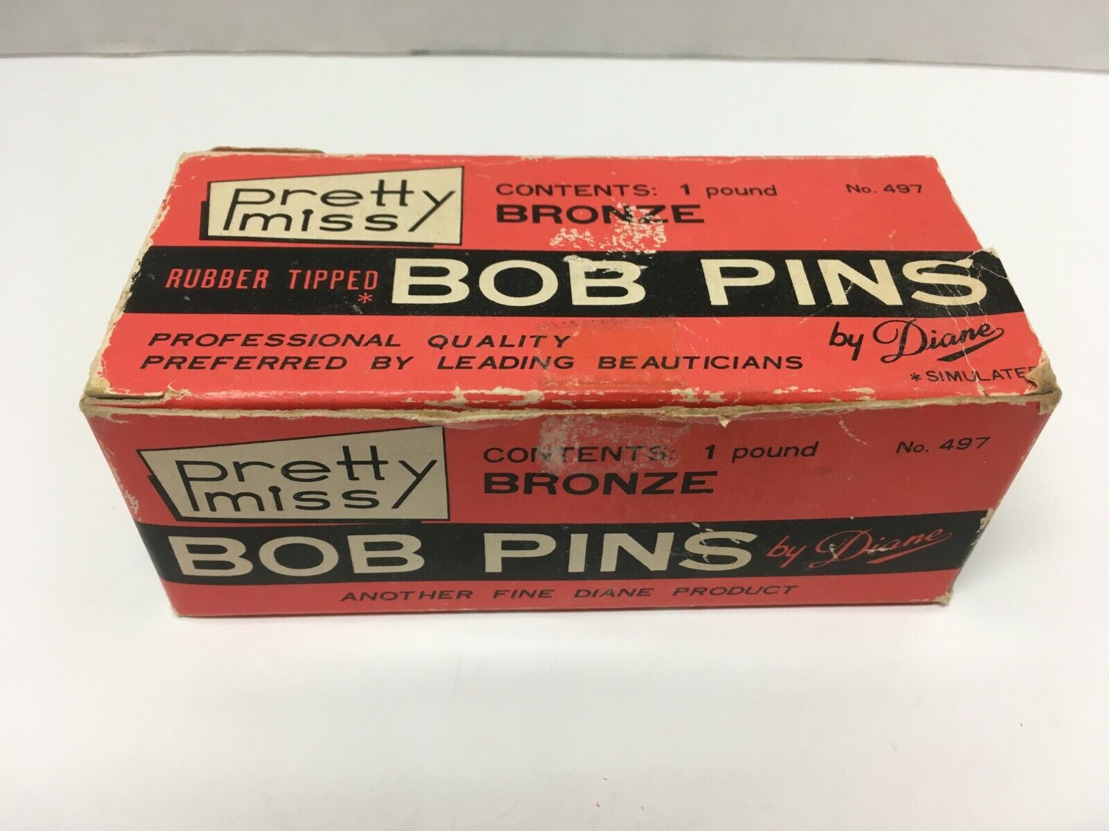 PRETTY MISS Vintage Box Bronze Rubber Tipped Hair 2 Inch Bob Pins Diane No.497