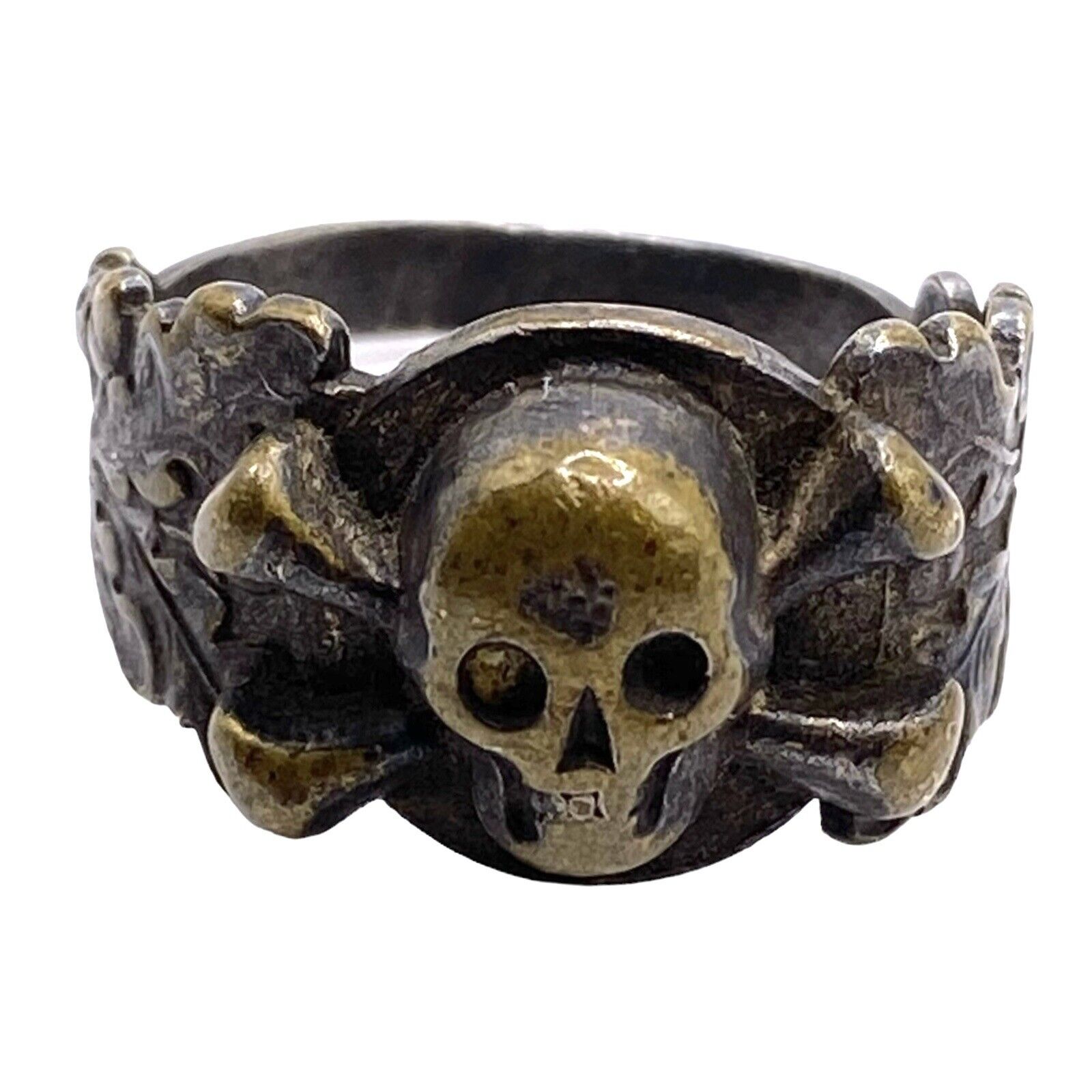WW2 Military Relic Ring German Soldier WWII Skull Crossbones 800 Silver 1940s