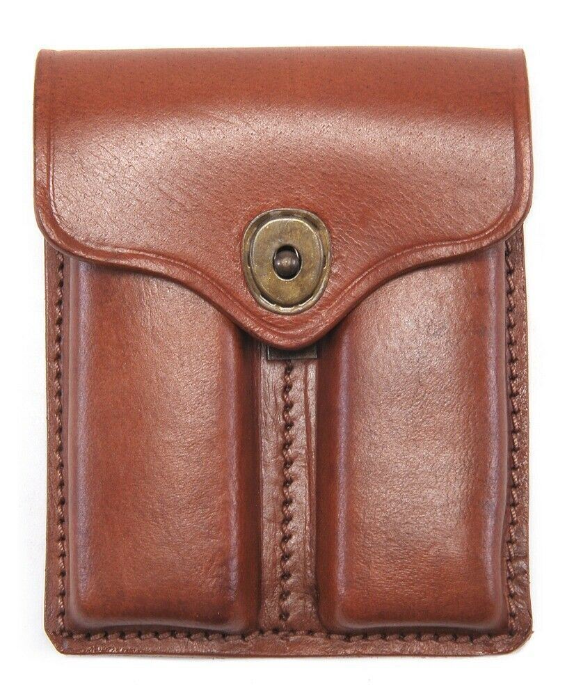 BROWN PREMIUM DRUM DYED LEATHER .45 DOUBLE MAGAZINE POUCH