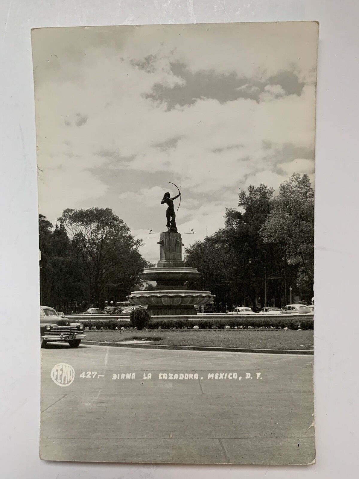 Vintage Real Photo Postcard Diana La Cazaddra Mexico RPPC Unposted Black White