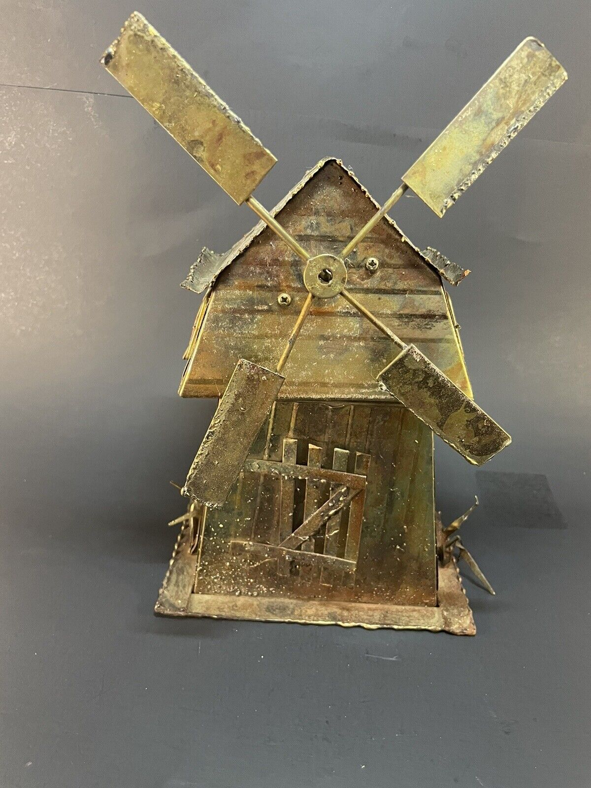 Vintage Copper/Metal Musical Windmill Figure Rare YIP Made In Hong Kong W/label