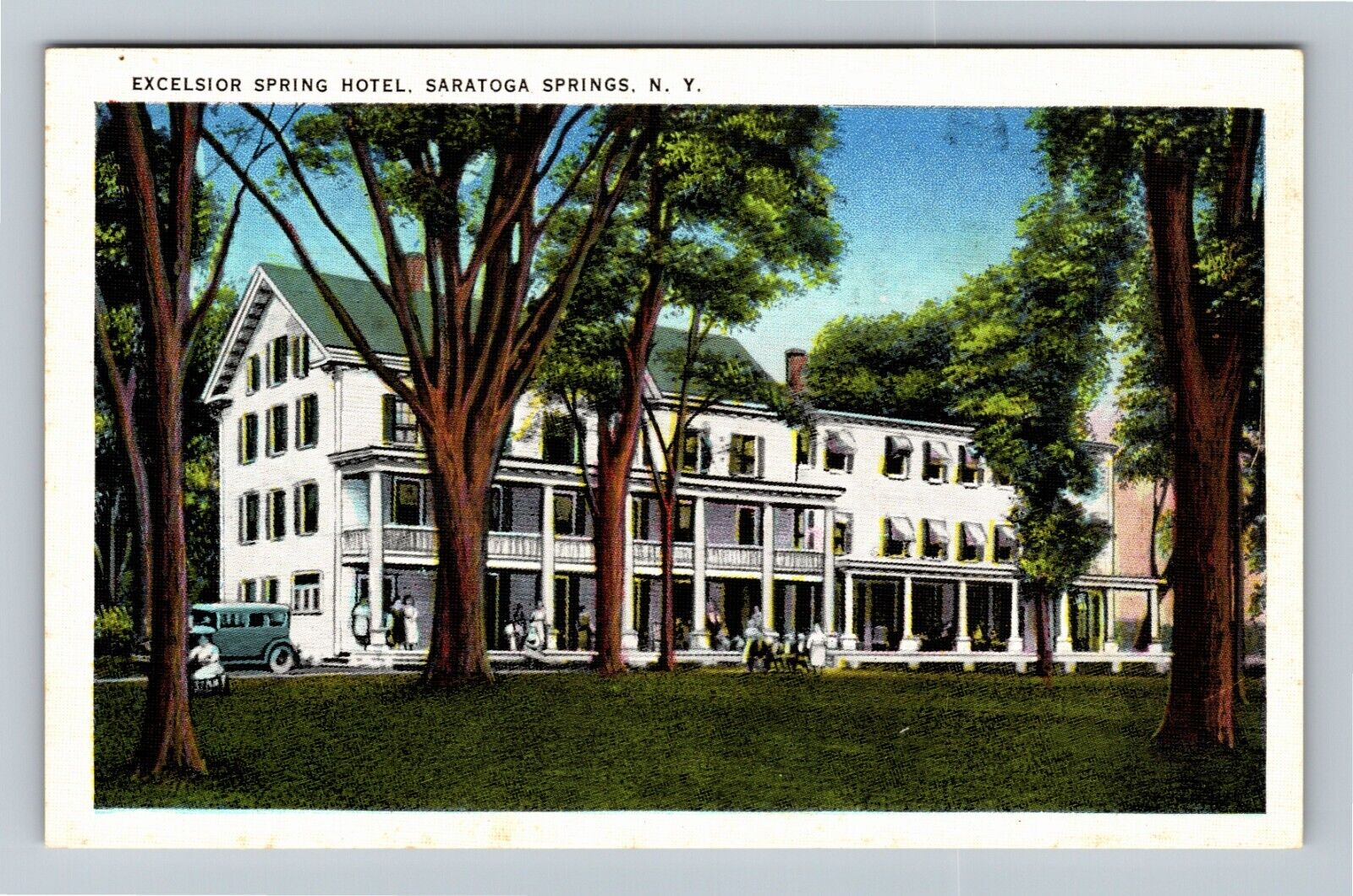 Saratoga Springs NY-New York, Excelsior Spring Hotel Vintage Souvenir Postcard