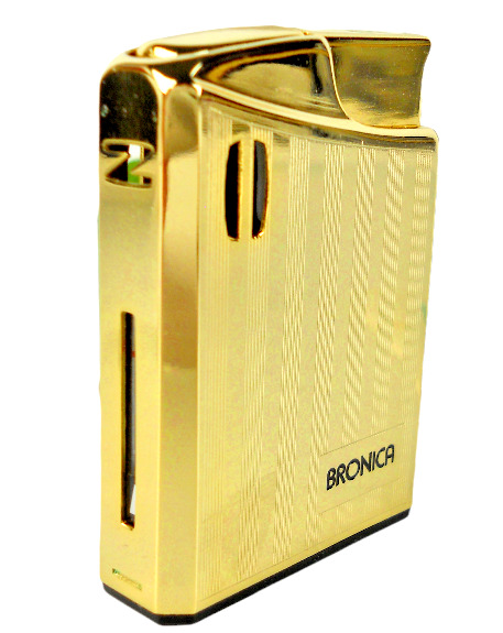 ZENZA Bronica Electronic Butane Lighter K-15 Gold Tone Brand New Mint 60\'s 