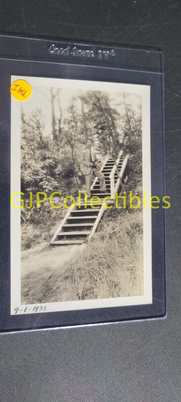 IGU VINTAGE PHOTOGRAPH Spencer Lionel Adams 9-1-1933 MAN ON WOOD STEPS