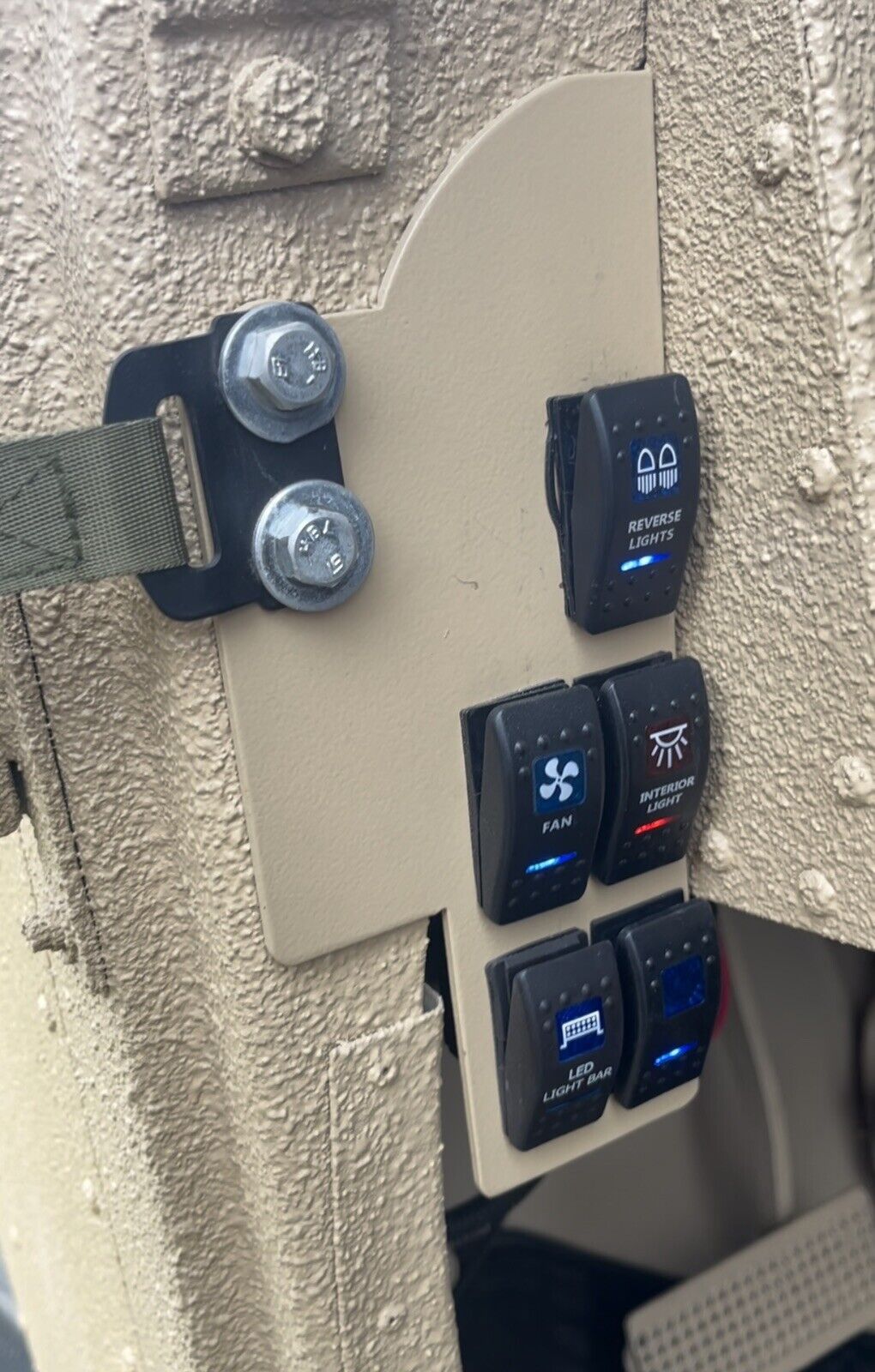 LIGHTED ROCKER SWITCH PANEL - 5 GANG - CHOICE OF SWITCHES - M998 MILITARY HUMVEE