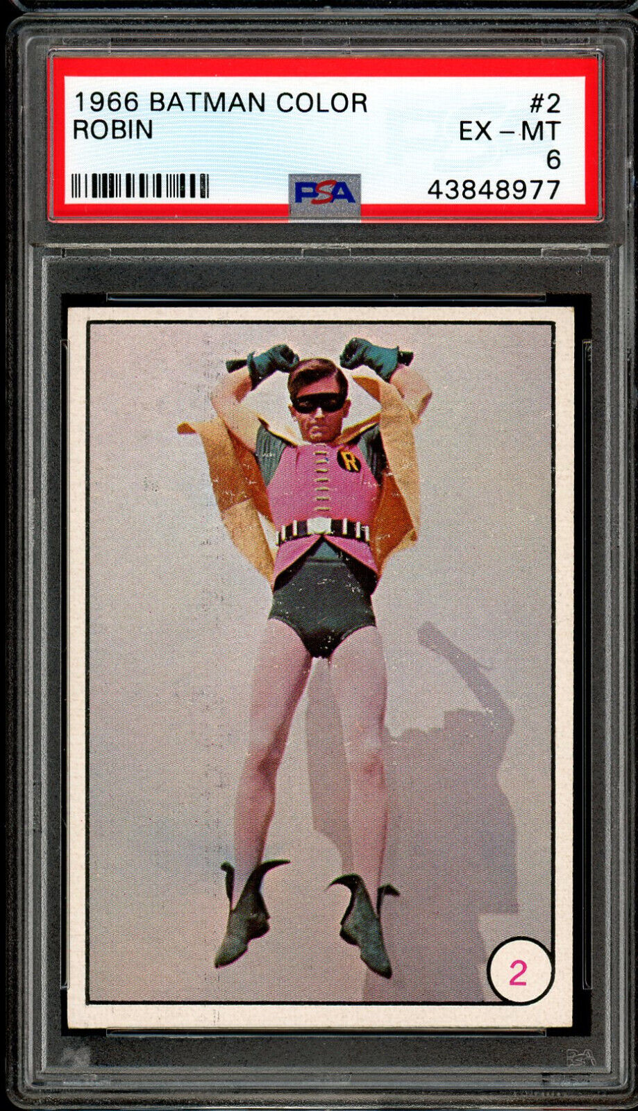 1966 TOPPS USA BATMAN COLOR #2 Robin Boy Wonder (Burt Ward) Rookie PSA 6 EX-MT