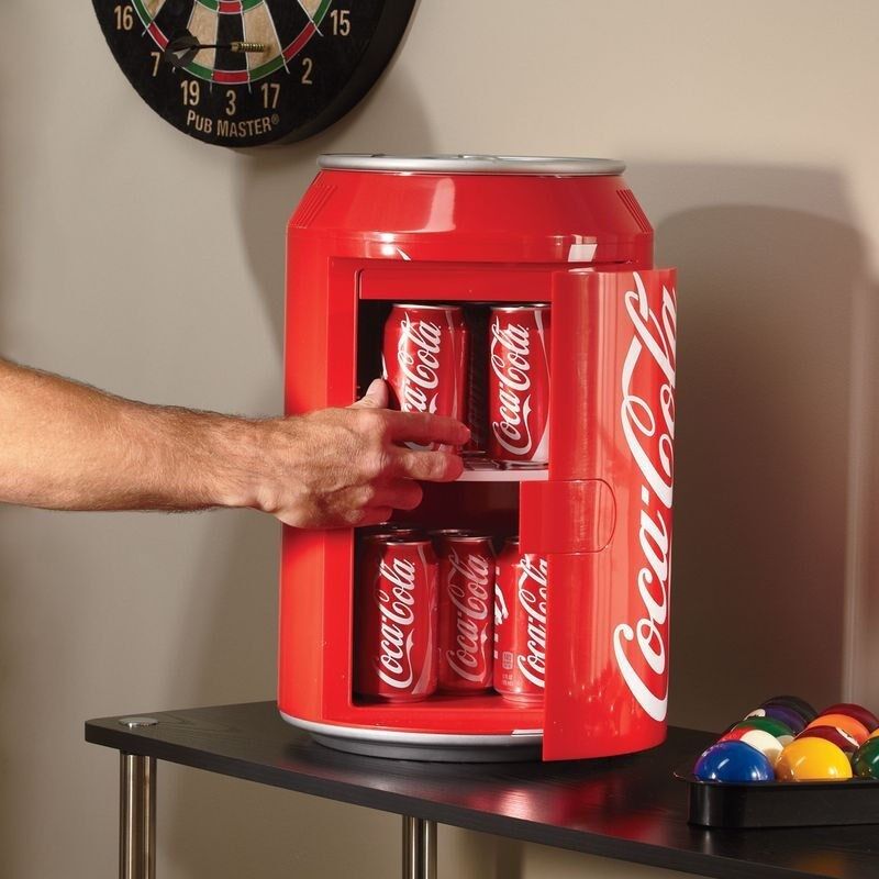 Compact Coca-Cola Can Refrigerator, Mini Countertop Coke Soda Retro Gift Fridge