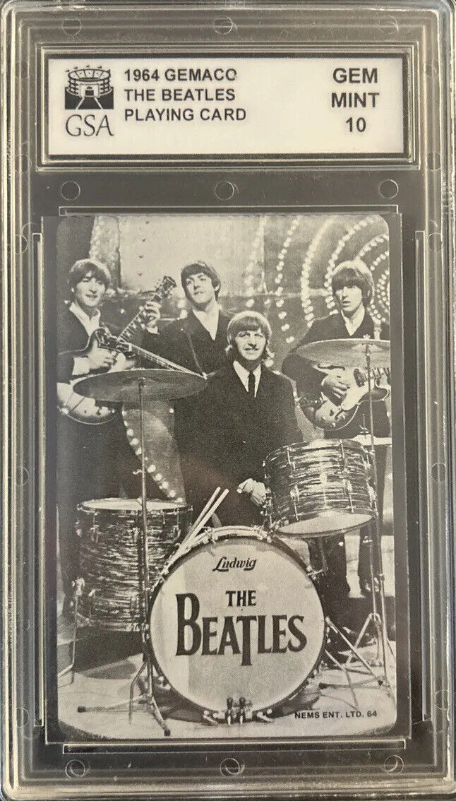 The Beatles 1964 Gemaco Playing Card 10 of Hearts GSA Grade 10