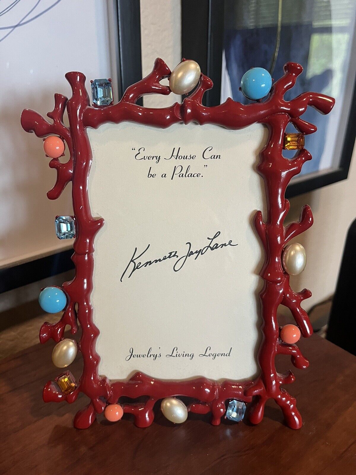 Kenneth Jay Lane Red Coral Frame with Jewels, 6\