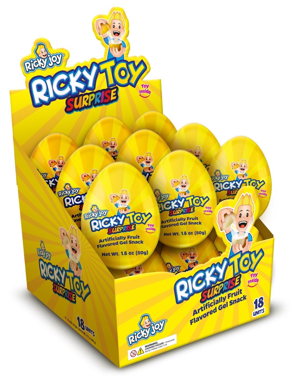 Ricky Joy Toy Surprise Gel Snack with Toy Inside 1.8 Oz Each (Pack of 18) Kids