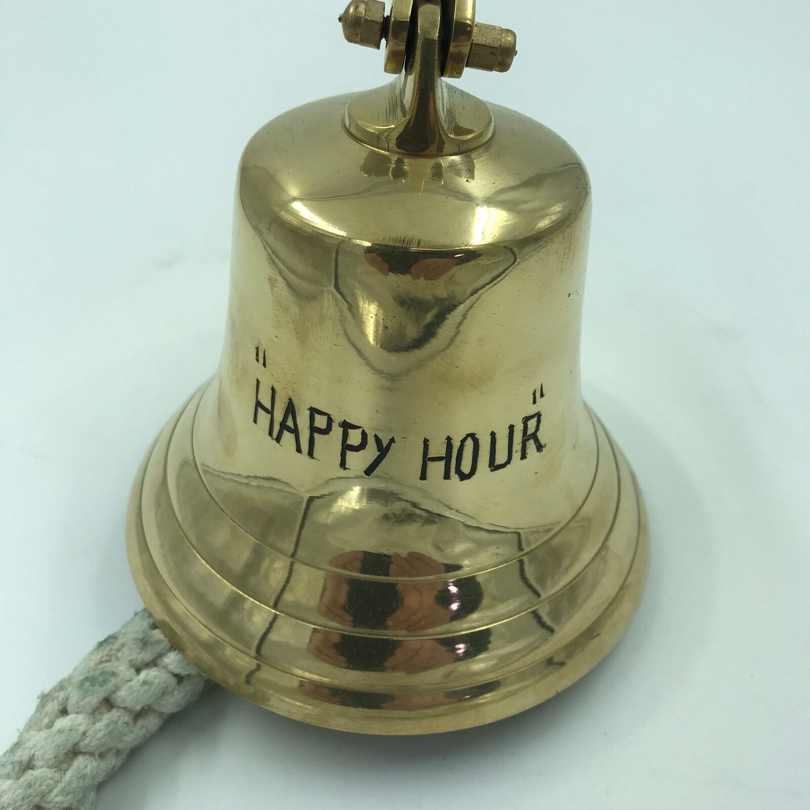 Vintage Ship Marine Nautical Solid Brass HAPPY HOUR Tiki Bar Tavern Bell