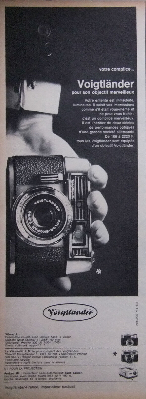 1966 VOIGTLANDER VITORET L ADVERTISING - VITOMATIC - PERKEO - ADVERTISING