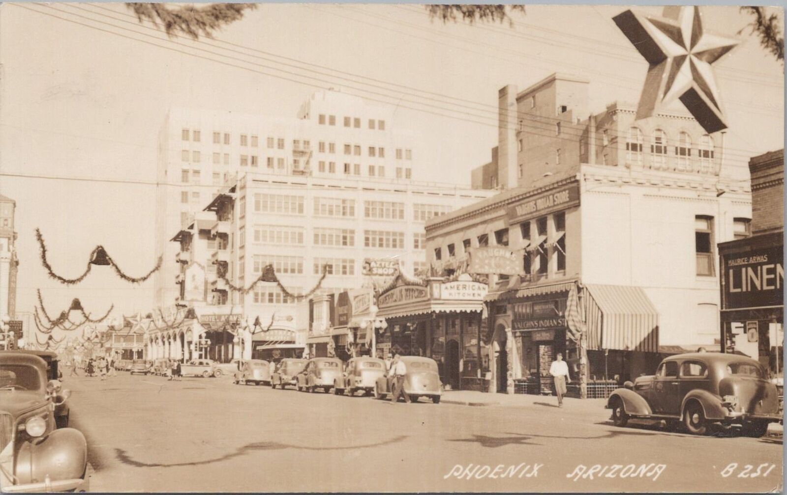 RPPC Postcard Street View Phoenix Arizona Vintage Cars 1941