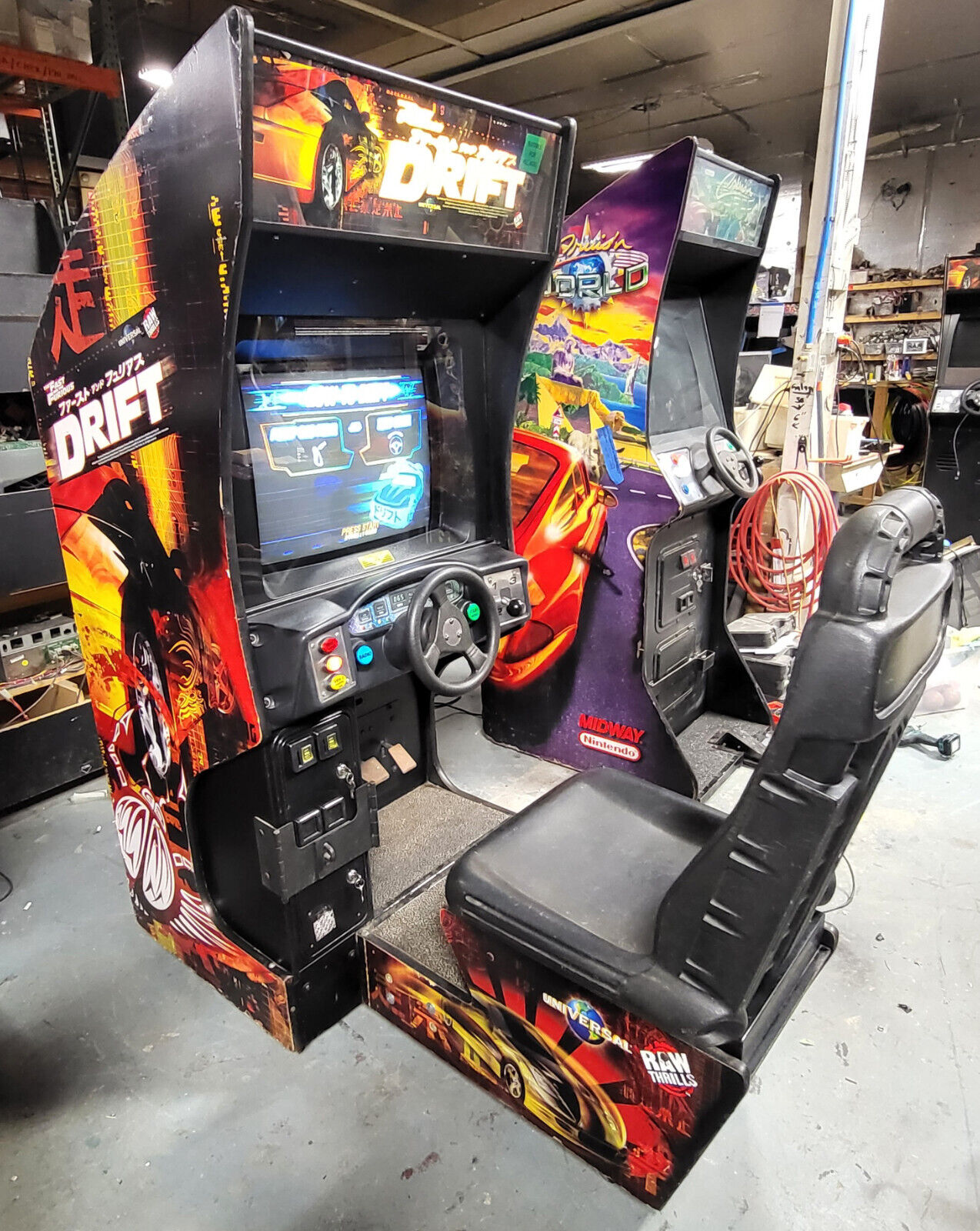 Fast and Furious DRIFT Sit Down Arcade Driving Video Game Machine - WORKING