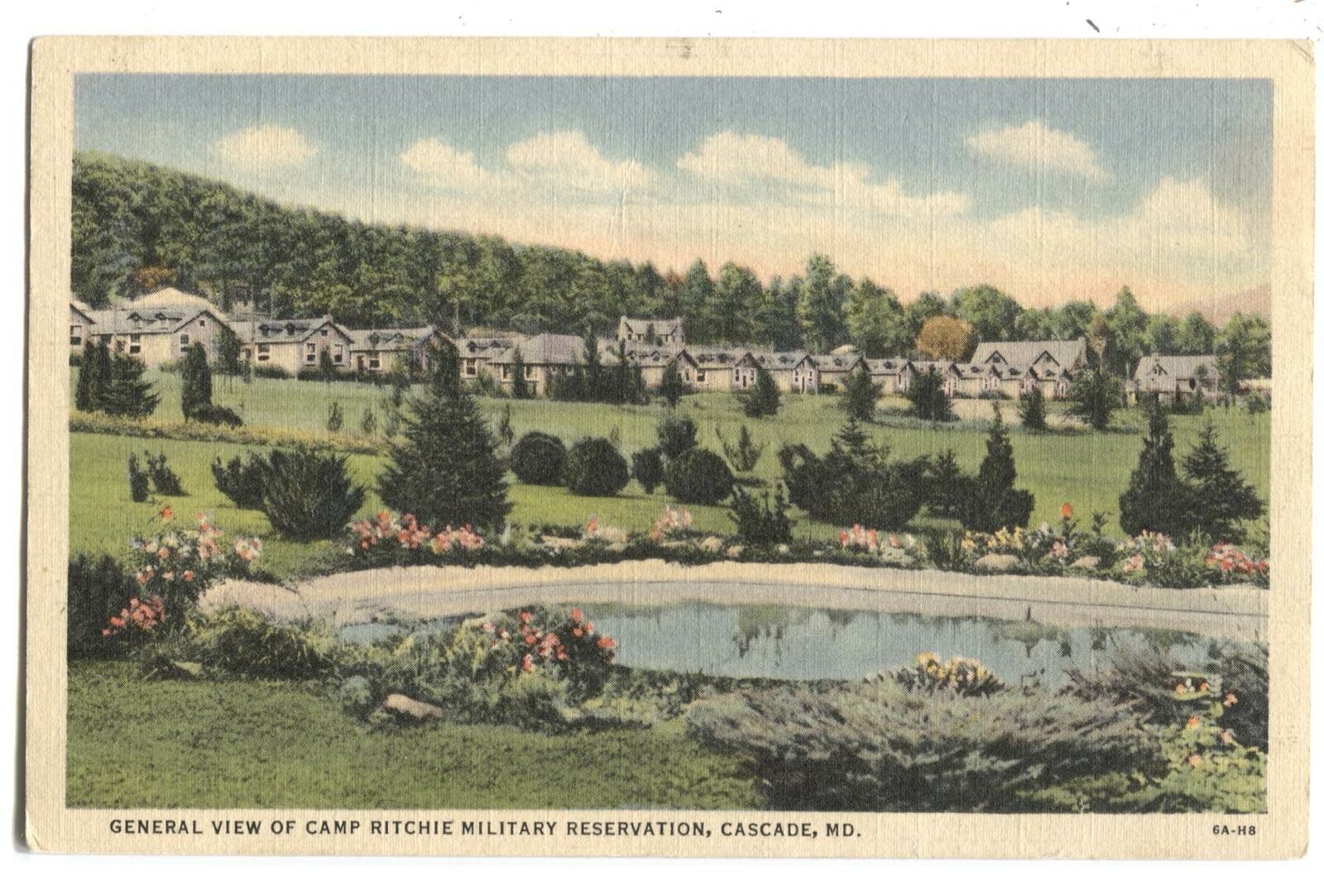 Postcard General View Camp Ritchie Military Reservation Cascade MD 