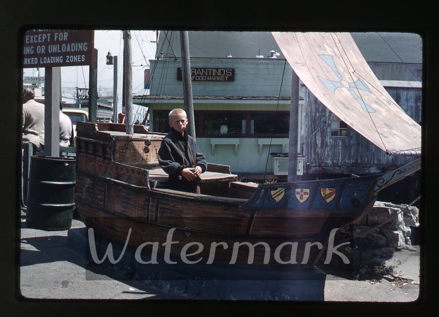 1950s kodak kodachrome  Photo slide   Wharf  Monterey CA boy with camera