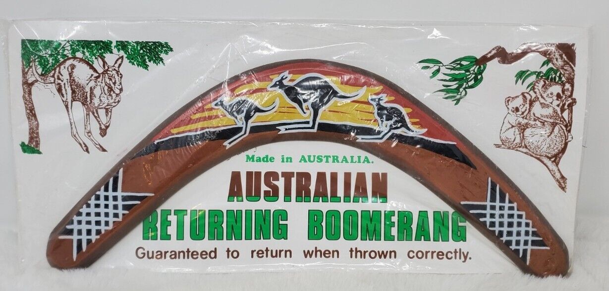 VTG Australian Returning Boomerang Kangaroo Design Sealed with Instructions