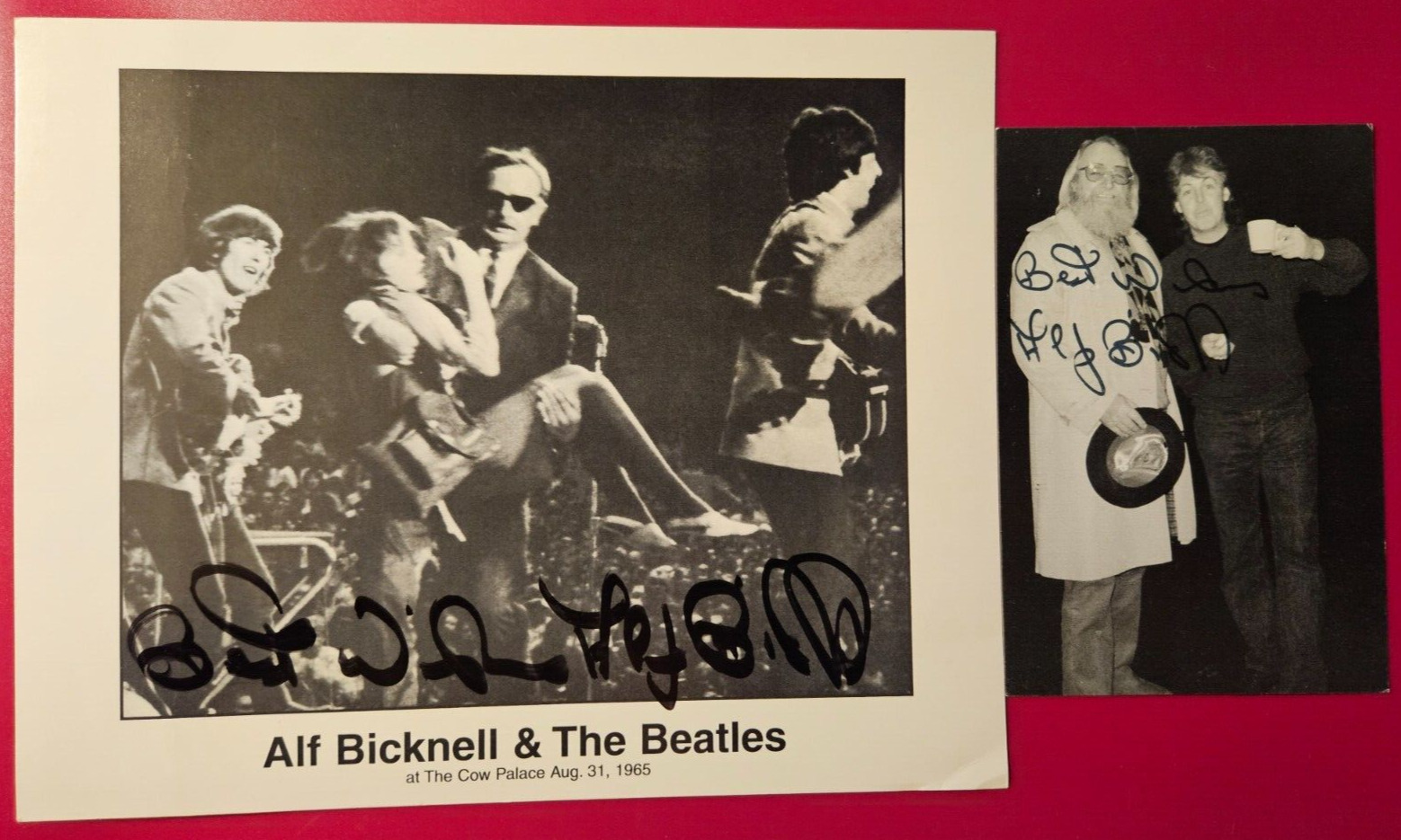 Beatles Chauffer (\'64-\'66), Author Alf Bicknell - 2 SIGNED Photos. Beatlemania
