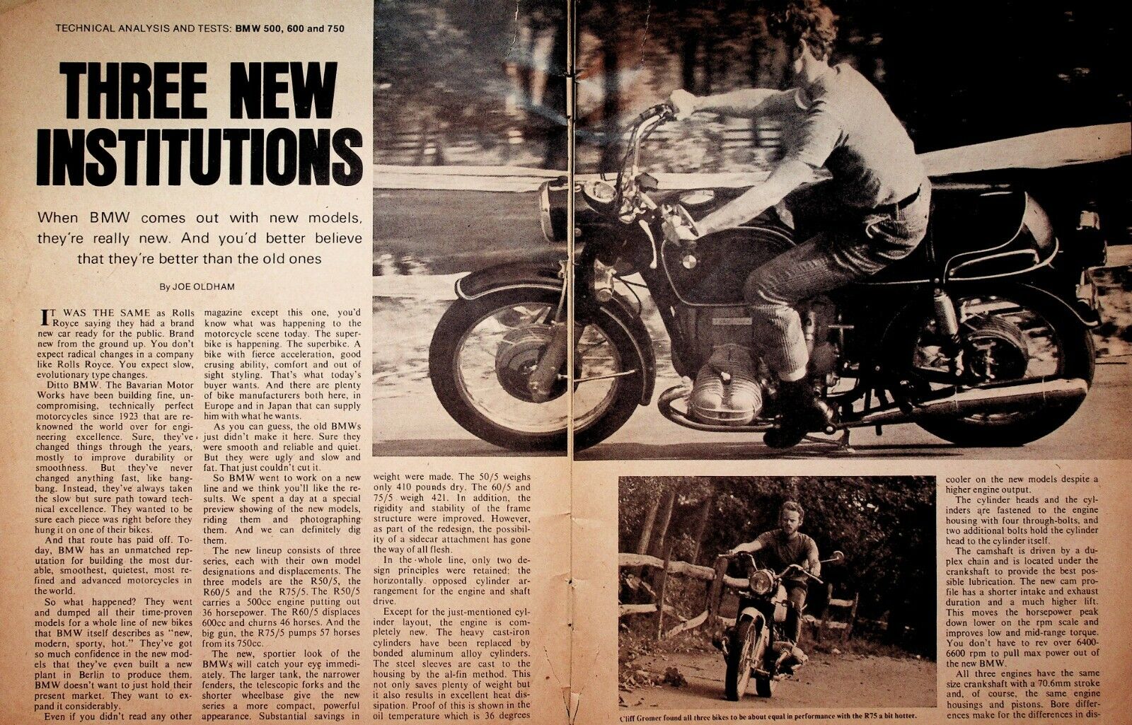 1970 BMW 500, 600 & 750 Technical Analysis & Tests - 9-Page Motorcycle Article