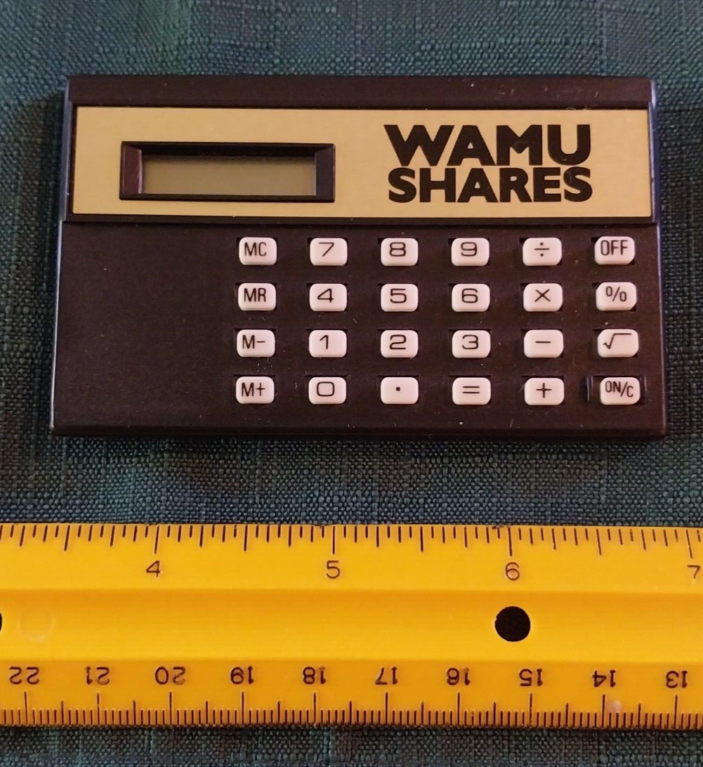 Vintage NOS Washington Mutual Bank WAMU Shares Pocket Calculator w/Box