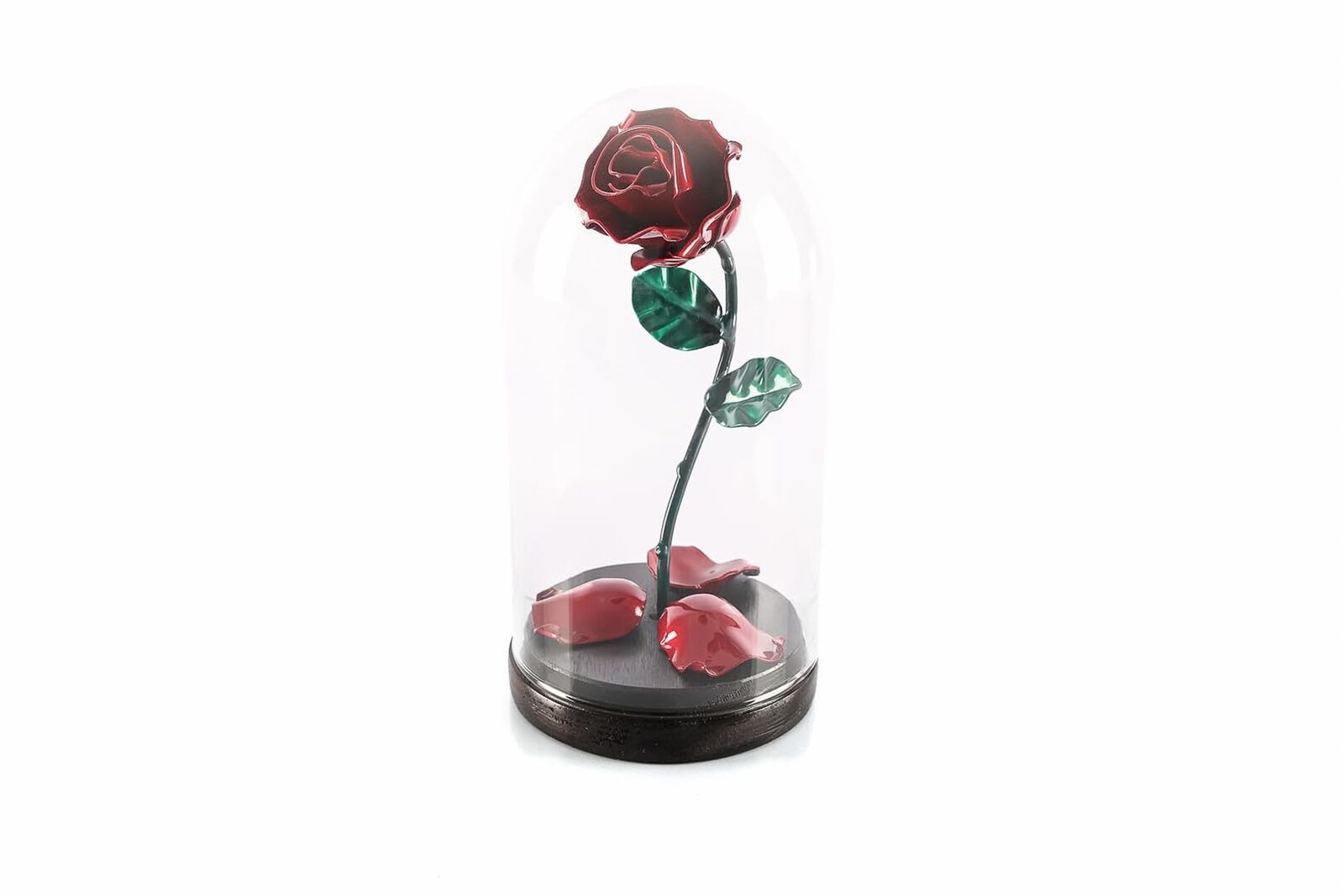 Forging Art Bcn Hand Forged Enchanted Rose in Beauty and the Beast Glass Dome...