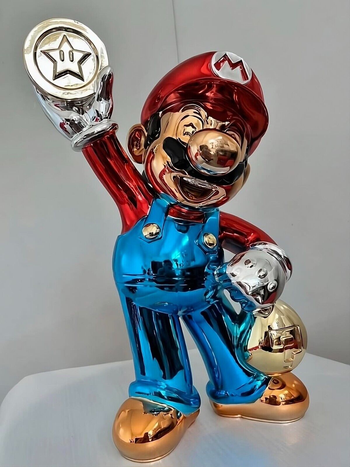 Super Mario Sculpure, Custom made Coated in colorful Chrome