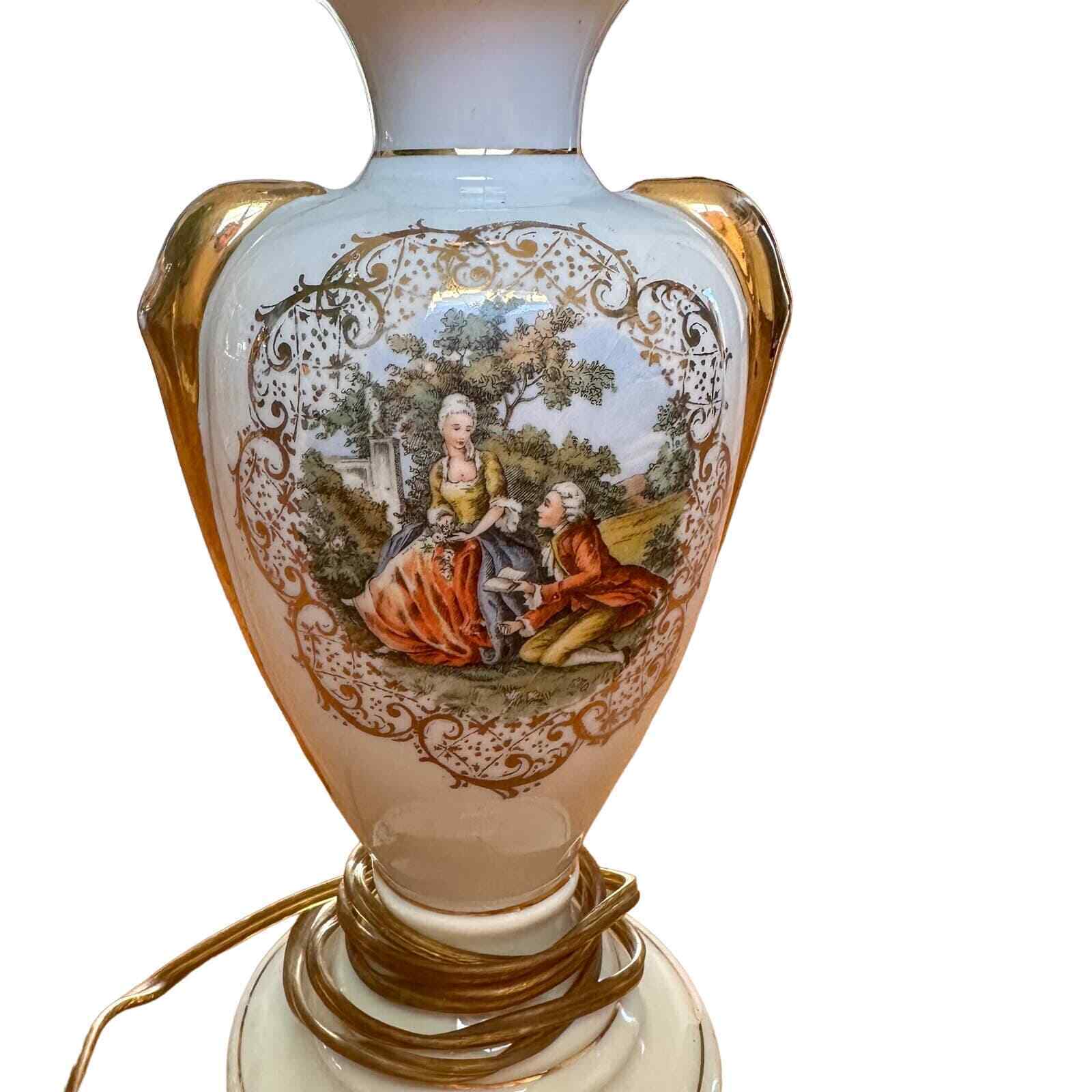 Antique Vintage George and Martha Washington Hand Painted Porcelain Table Lamp
