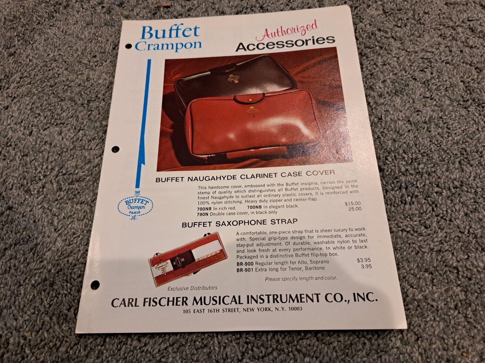 Vintage Buffet Crampon Accessories Catalog for Clarinet Mouthpieces