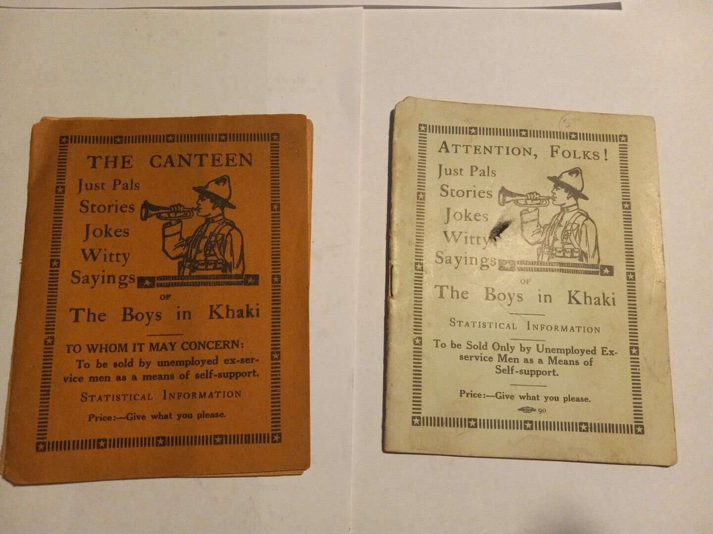 C1919 WWI booklets sold by War veteran service men to support themselves