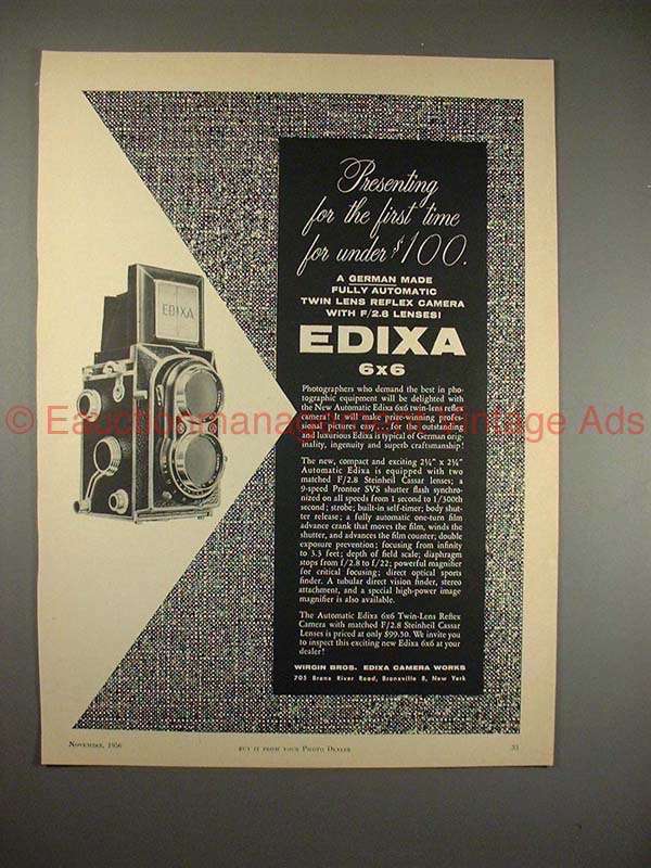 1956 Edixa 6x6 Camera Ad - For First Time Under $100