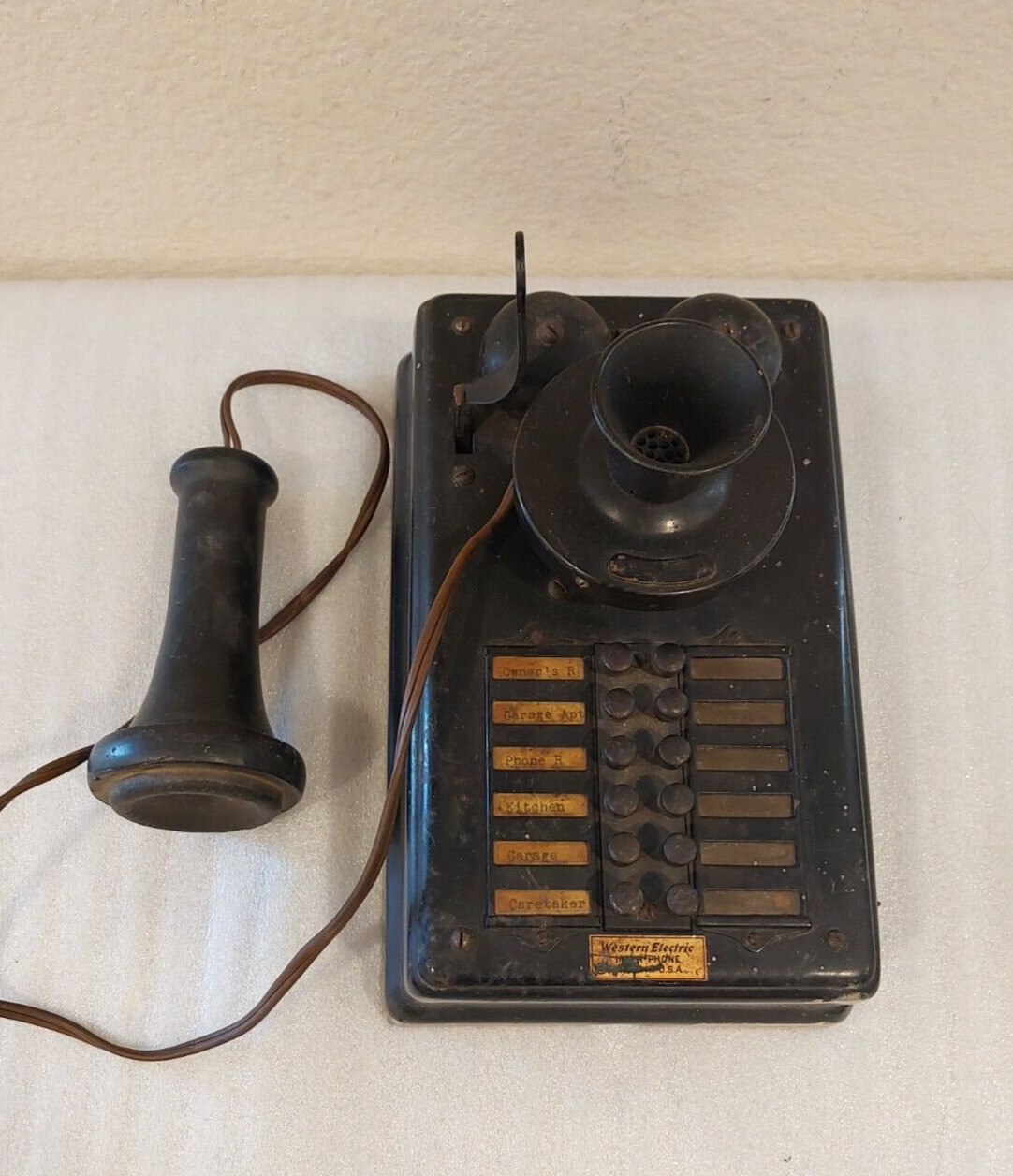 1913 Western Electric 1324 C12 Interphone  Black Apartment Intercom.  323W