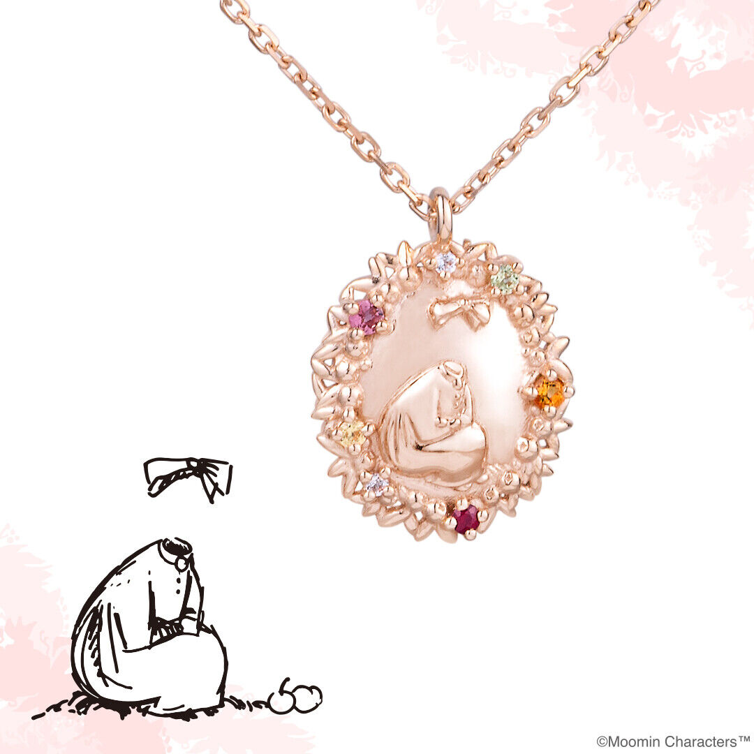 MOOMIN Ninny Ninni Necklace Silver Pink Gold Coating U-TREASURE Flower Japan
