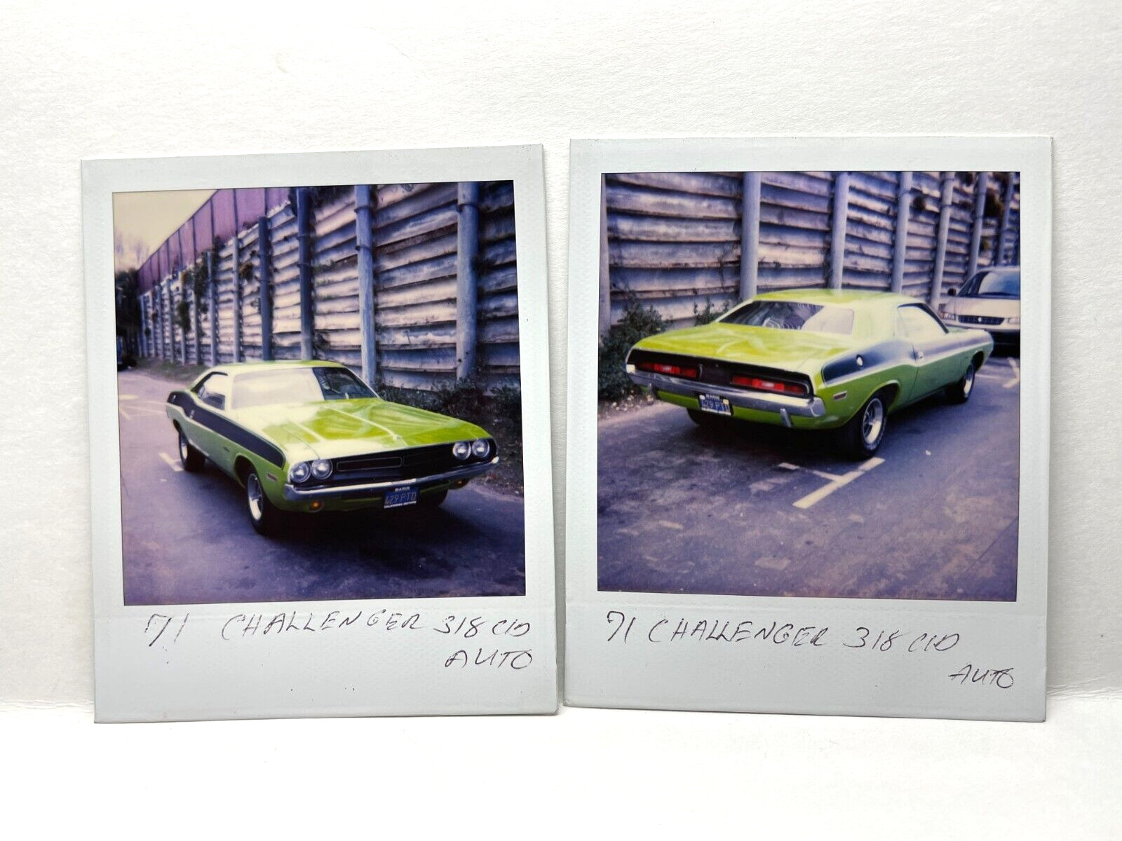 CCA 2 Photos 1980's Polaroid Artistic 1971 Chevy Chevrolet Challenger 318 CID 