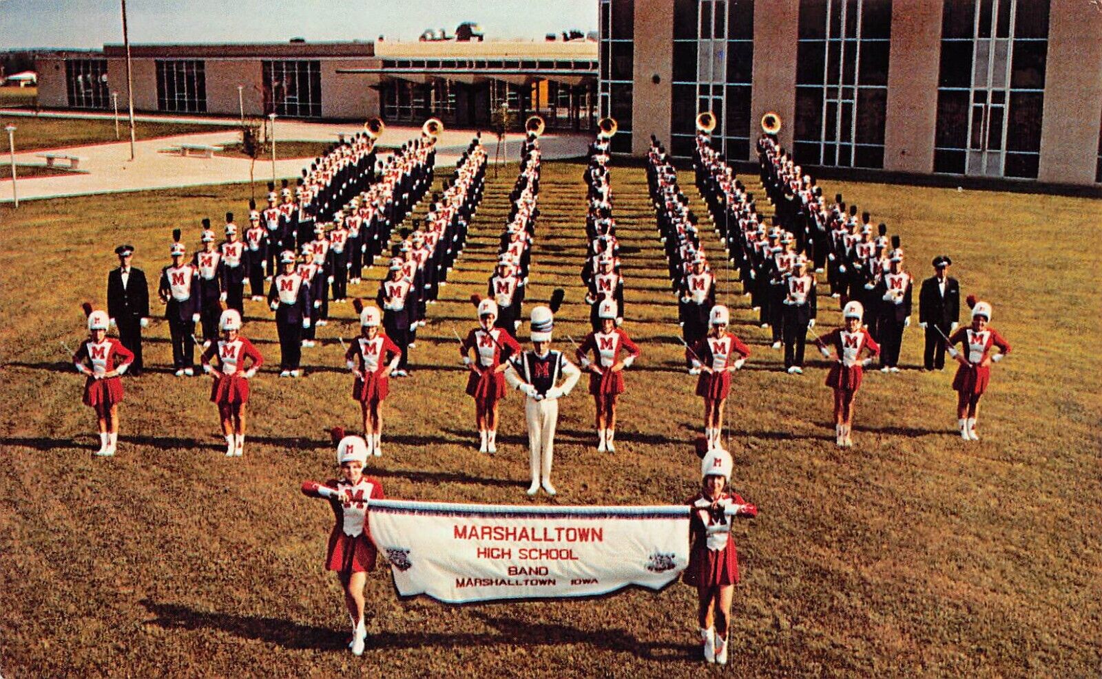 Marshalltown IA Iowa High School Bobcat Marching Band Parade Vtg Postcard C49